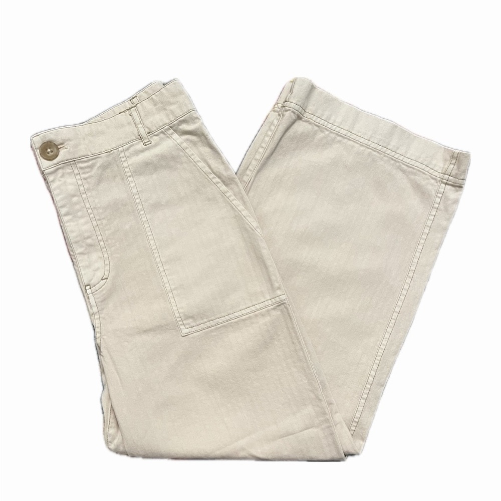 Free People Wide Leg High-Waisted Cream Pants